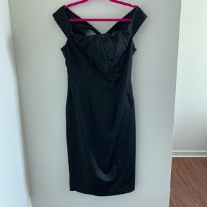 Black off the Shoulder Satin Dress